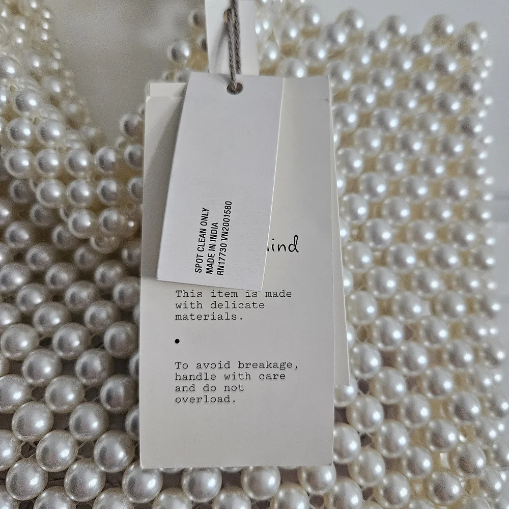 NWT A New Day Simulated Pearl Heart Beaded Mini Tote Bag - Picture 9 of 9